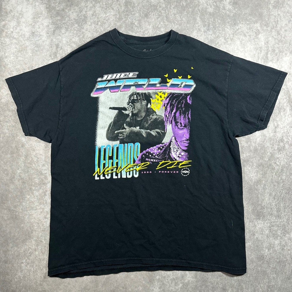 Juice WRLD Legends Never Die 999 Club Black Graphic T-Shirt Mens XL Rap Tee